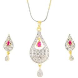 Touchstone Indian Bollywood Contemporary Stylish Designer Jewelry Pendant Set in Colorful Gold and Silver Tone for Women.