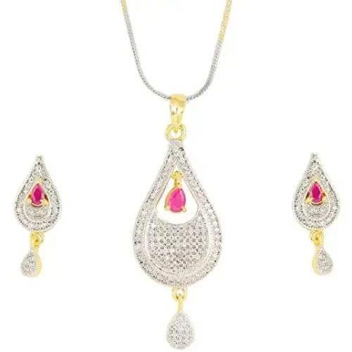 Touchstone Indian Bollywood Contemporary Stylish Designer Jewelry Pendant Set in Colorful Gold and Silver Tone for Women. Touchstone Indian Bollywood Contemporary Stylish Designer Jewelry Pendant Set in Colorful Gold and Silver Tone for Women.