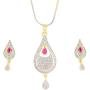 Touchstone Indian Bollywood Contemporary Stylish Designer Jewelry Pendant Set in Colorful Gold and Silver Tone for Women.