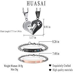 Long tiantian Her His Necklace Magnetic Bracelet for Couple Gift Couple Necklace