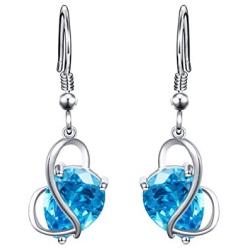 YinShan Austria Blue Zircon Jewelry 925 Sterling Silver CZ Butterfly Wing Simple Teardrop Dangle Earrings and Necklace