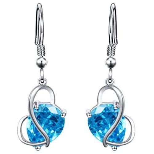 YinShan Austria Blue Zircon Jewelry 925 Sterling Silver CZ Butterfly Wing Simple Teardrop Dangle Earrings and Necklace