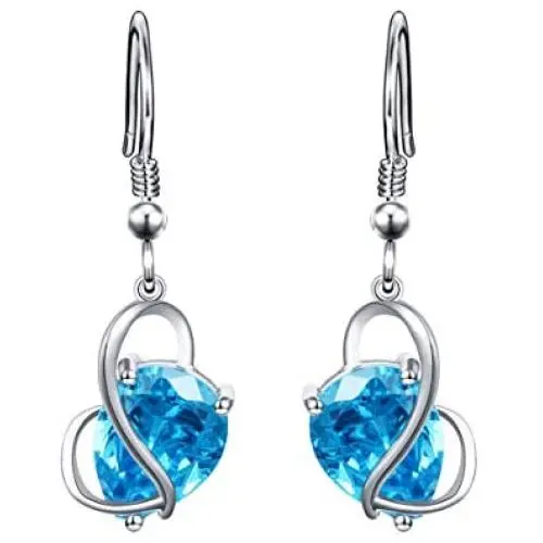 YinShan Austria Blue Zircon Jewelry 925 Sterling Silver CZ Butterfly Wing Simple Teardrop Dangle Earrings and Necklace