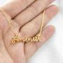 Columbus 14K Gold Plated Motivational Word Pendant Necklace - Meaningful Script Letter Chain Necklace - Simple Everyday Jewelry for Women