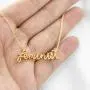 Columbus 14K Gold Plated Motivational Word Pendant Necklace - Meaningful Script Letter Chain Necklace - Simple Everyday Jewelry for Women