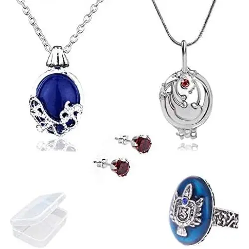 YouU Vampire Diaries Elena Gilbert Opening Vervain Locket Pendant Necklace and Daywalking Katherine Necklace Pendant Charm Necklace-Royal Blue Diamond Stud Earrings stephan ring YouU Vampire Diaries Elena Gilbert Opening Vervain Locket Pendant Necklace and Daywalking Katherine Necklace Pendant Charm Necklace-Royal Blue Diamond Stud Earrings stephan ring