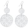 IDB Delicate Filigree Dangle Double Circle Drop Hook Earrings - Available in Silver and Gold Tones - Approx 3 1/4 inches (3.25'' / 8.2 cm) Length x 1 13/16 inches (1.81'' / 4.6cm) Wide