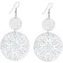 IDB Delicate Filigree Dangle Double Circle Drop Hook Earrings - Available in Silver and Gold Tones - Approx 3 1/4 inches (3.25'' / 8.2 cm) Length x 1 13/16 inches (1.81'' / 4.6cm) Wide IDB Delicate Filigree Dangle Double Circle Drop Hook Earrings - Available in Silver and Gold Tones - Approx 3 1/4 inches (3.25'' / 8.2 cm) Length x 1 13/16 inches (1.81'' / 4.6cm) Wide
