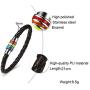 Wollet Titanium Stainless Steel Magnet Rainbow LGBT Pride Handmade Braided Bracelet PU Leather Weave Plaited Jewelry
