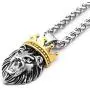 Warvik Crown Head Lion King Pendant Necklace Hip Hop Fashion Style, Stainless Steel Jewelry Mens Womens Wheat Chain 20/28inch Warvik Crown Head Lion King Pendant Necklace Hip Hop Fashion Style, Stainless Steel Jewelry Mens Womens Wheat Chain 20/28inch