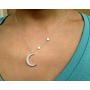 EFYTAL Best Friend Gifts, 925 Sterling Silver CZ Crescent Moon & Stars Necklace, Friendship Necklaces for Soul Sisters, Unbiological Sister or BFF