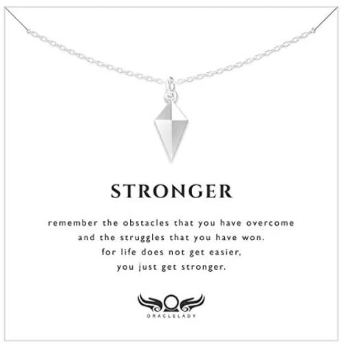 Diamond Spike Sterling Silver Necklace - Inspirational Jewelry Gift for Women Birthday Dainty Simple Minimalist