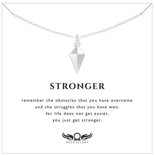 Diamond Spike Sterling Silver Necklace - Inspirational Jewelry Gift for Women Birthday Dainty Simple Minimalist
