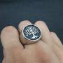 IFUAQZ Mens Stainless Steel Vintage Gold Plated Tree of Life Ring Signet Biker Band Round Top