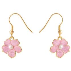 SENFAI Tiny Myosotis Forget Me Not Flower Charm Dangle Earrings Wedding Gift 3 Tone (Purple Gold)