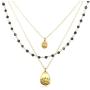 Satya Jewelry Classics Onyx Lotus and Tree of Life Triple-Chain Necklace (18-Inch)