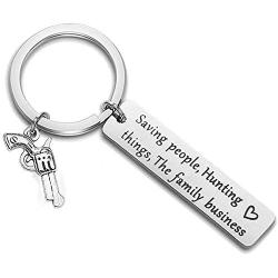 Zuo Bao Supernatural Inspired Jewelry Supernatural Quote Saving People Hunting Things The Family Business Keychain Gun Charm Gift for Supernatural Fans