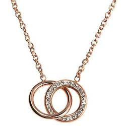 LuckyLy Interlocking Circles Necklace and Earring Set Stainless Steel with Cubic Zirconia