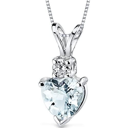 14 Karat White Gold Heart Shape 0.75 Carats Aquamarine Diamond Pendant