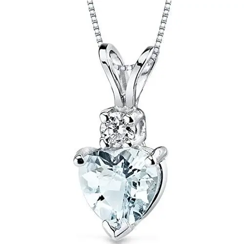 14 Karat White Gold Heart Shape 0.75 Carats Aquamarine Diamond Pendant 14 Karat White Gold Heart Shape 0.75 Carats Aquamarine Diamond Pendant
