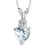 14 Karat White Gold Heart Shape 0.75 Carats Aquamarine Diamond Pendant