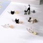 SUNSH 6Pcs Combo Cat Cute Badges Novelty Brooches for Women Teen Girls Child Kids Cartoon Collections Pins Set Jewelry Clothes Backpacks Bags Decoration Family Friendship Gift for Animal Lovers