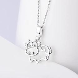S925 Sterling Silver Jewelry Animal in Heart Pendant Necklace 18 inches