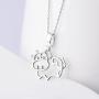 S925 Sterling Silver Jewelry Animal in Heart Pendant Necklace 18 inches