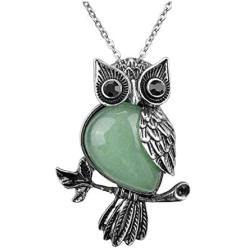 Top Plaza Owl Necklaces Healing Crystal Stone Pendant Reiki Spiritual Energy Gemstone Quartz Necklace Birthday for Women Men