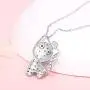 Bolelis Color Kitty Cat Necklace - 925 Sterling Silver Cute Cat Pendant Necklaces for Christmas Jewelry Gift for Little Girls Cat Lover Daughter