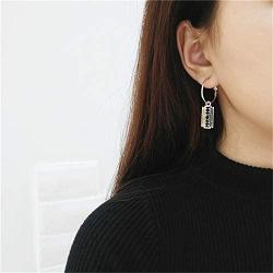 Razor Blade Hoop Earrings Dangle Simple Geometric Circle Chain Blade Shaped Dangle Drop Earrings for Women Girls Jewelry Gifts