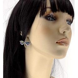 DianaL Boutique Silver Tone Beautiful Dragonfly Earrings Dangle Gift Boxed Fashion Jewelry