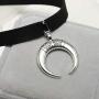 TseanYi Boho Moon Pendant Necklace Black Silk Ribbon Choker Necklace Chain Sexy 90s Necklaces Jewelry for Women and Girls