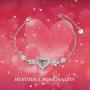 Sterling Silver Heart Bracelet I Love You 100 Languages Love Chain Bracelet with Cubic Zirconia for Women