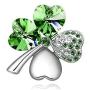 Four Leaf Clover Necklace - Green St.Patricks Day Shamrock Jewelry - Good Luck - Green Clover Necklace, Earrings, Bracelet, Brooch - Crystals and Rhinestones - Mall of Style