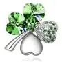 Four Leaf Clover Necklace - Green St.Patricks Day Shamrock Jewelry - Good Luck - Green Clover Necklace, Earrings, Bracelet, Brooch - Crystals and Rhinestones - Mall of Style