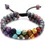 Heavstjer Yoga Chakra Bead Bracelet Double Row Natural Stone Adjustable Rope Bracelet Heavstjer Yoga Chakra Bead Bracelet Double Row Natural Stone Adjustable Rope Bracelet