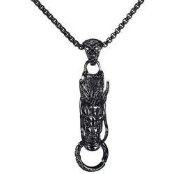 INRENG Mens Vintage Stainless Steel Dragon Head Pendant Necklace Gothic Tribal Biker Jewelry 24 Inch Chain