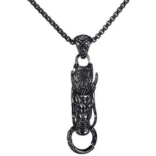 INRENG Mens Vintage Stainless Steel Dragon Head Pendant Necklace Gothic Tribal Biker Jewelry 24 Inch Chain INRENG Mens Vintage Stainless Steel Dragon Head Pendant Necklace Gothic Tribal Biker Jewelry 24 Inch Chain