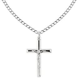 Ritastephens Sterling Silver Italian Crucifix Cross Pendant Only or Chain Necklace (35mm)