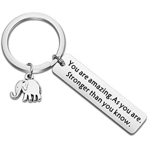 WSNANG Elephant Gift Elephant Lover Gift You are Amazing As You are Stronger Than You Know Keychain Inspiration Elephant Graduation Gift for Graduate Friend