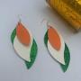 St Patricks Day Earrings for Women - Green & Orange Faux Leather Danglers - Green Irish Earrings - Green Day Jewelry - St Pattys Day Jewelry [SET OF 2]