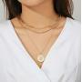 Layered Gold Coin Necklaces for Women, 14K Gold Plated Coin Pendant Vintage Medallion Necklace Heart Crescent Rope Chain Herringbone Snake Cuban Paperclip Chain Coin Necklaces for Women Jewelry