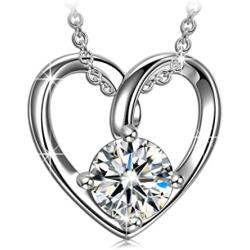 ANGEL NINA Gifts for Women Valentines Day 925 Sterling Silver Cupid Arrow Heart Pendant Necklace with Cubic Zirconia Jewelry for Women Girls Gifts for Her with Gifts Box