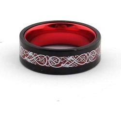 Gungneer Mens Stainless Steel Red Black Celtic Knot Ring Band Infinity Irish Love Protection Jewelry Accessories