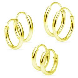 3 Pair Sterling Silver Small Endless Hoop Earrings Set | Cartilage Huggie Nose Lip Rings Sleeper Earrings for Women Men Girls, 8mm 10mm 12mm