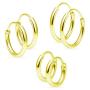 3 Pair Sterling Silver Small Endless Hoop Earrings Set | Cartilage Huggie Nose Lip Rings Sleeper Earrings for Women Men Girls, 8mm 10mm 12mm