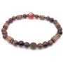 Mens Evil Eye Glass Senna Siameawood Mala Beads Stretch Bracelet Handcrafted in USA - Natural