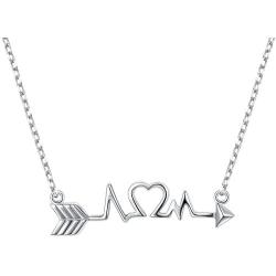 925 Sterling Silver Arrow Heart Cardiogram Lifeline Pulse Heartbeat Pendant Necklace for Women Teen Girls Birthday Gift, 18 inch + 2 inch