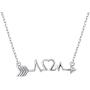 925 Sterling Silver Arrow Heart Cardiogram Lifeline Pulse Heartbeat Pendant Necklace for Women Teen Girls Birthday Gift, 18 inch + 2 inch